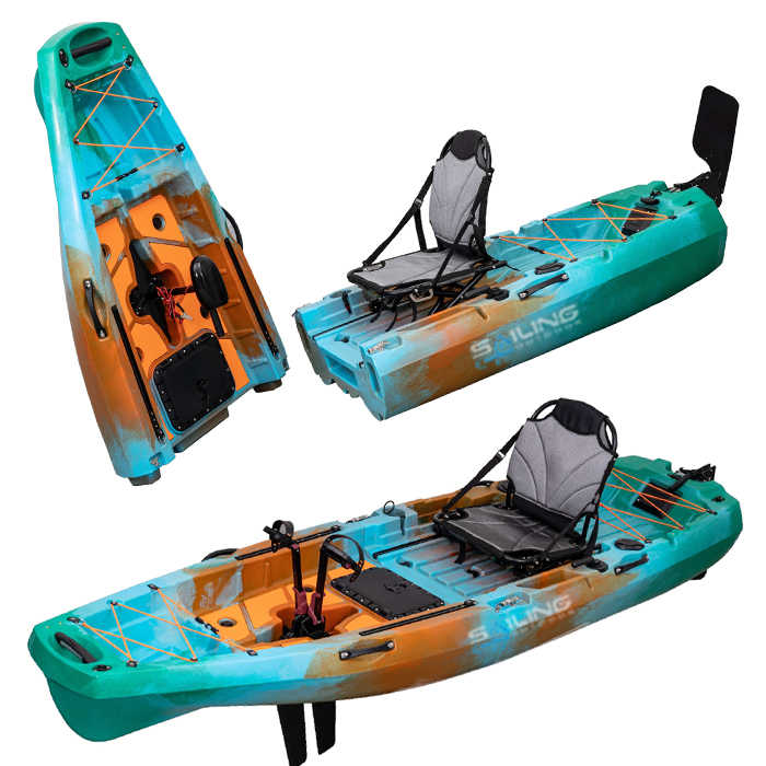 1-Person Fishing Kayak with Pedals, Detachable & Foldable Design